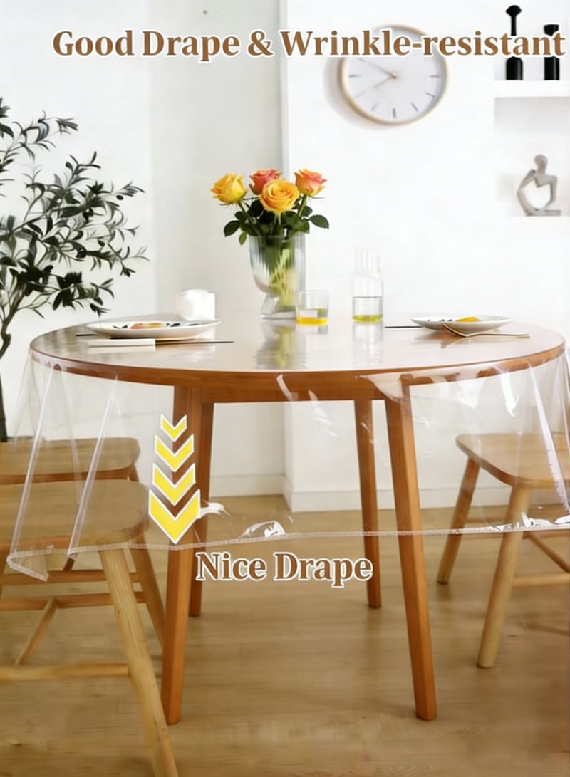 هيلو هاي مفرش طاولة شفاف، حامي طاولة شفاف، سمك 0.13 ملم، دائري الشكل， حصيرة مكتب شفافة، غطاء طاولة بلاستيكي، حامي طاولة شفاف من PVC، حصيرة مكتب غير قابلة للانزلاق، حامي طاولة لطاولة غرفة الطعام، المكتب - Image 2